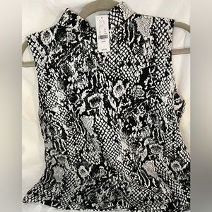 NY&C Print Dressy Blouse/Shirt; Size L
